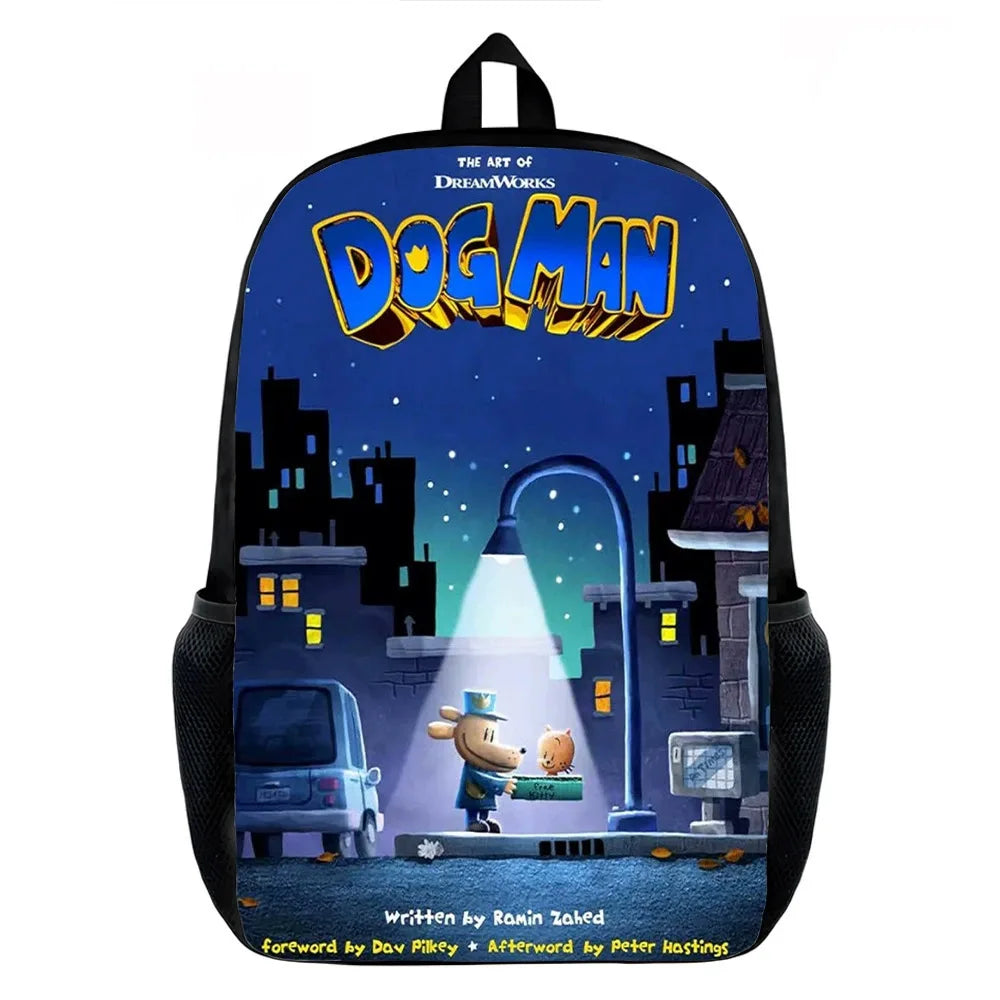 Dog Man Cartoon Backpack — Kids School Bag & Laptop Bag