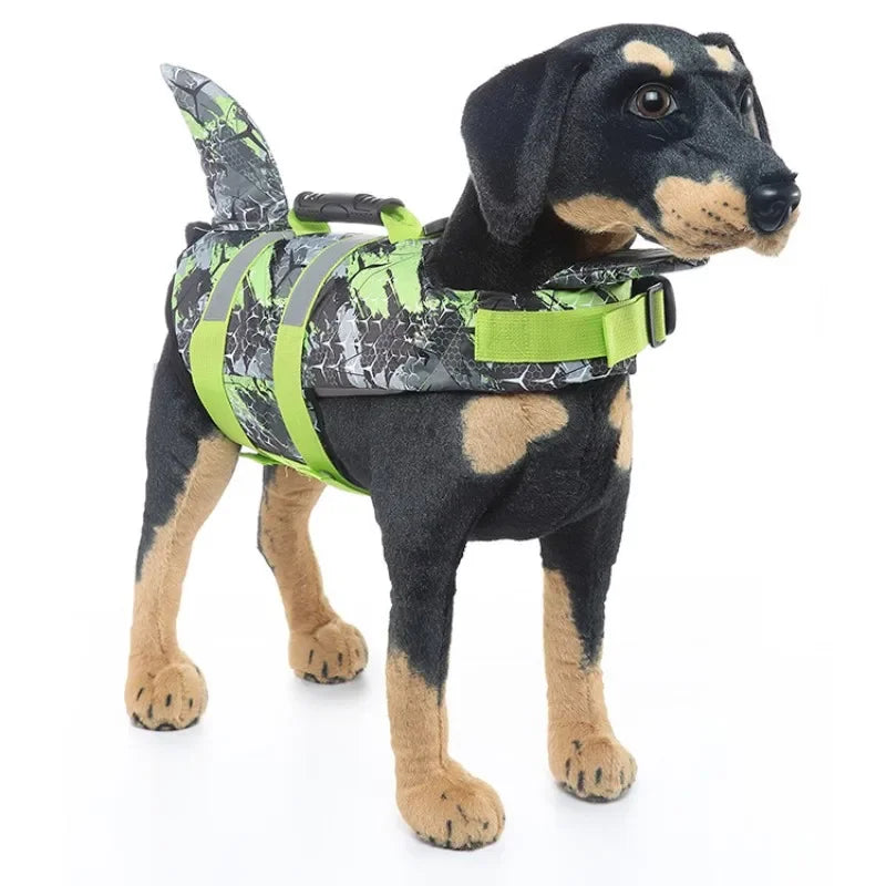 Shark Dog Life Jacket – Buoyancy Swim Vest with Rescue Handle for Dogs