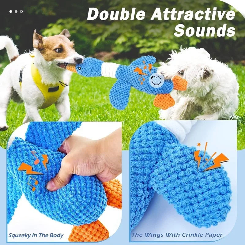Goose Squeaky Plush Dog Toy – Crinkle & Squeak Chew Toy for Puppies & Small Dogs