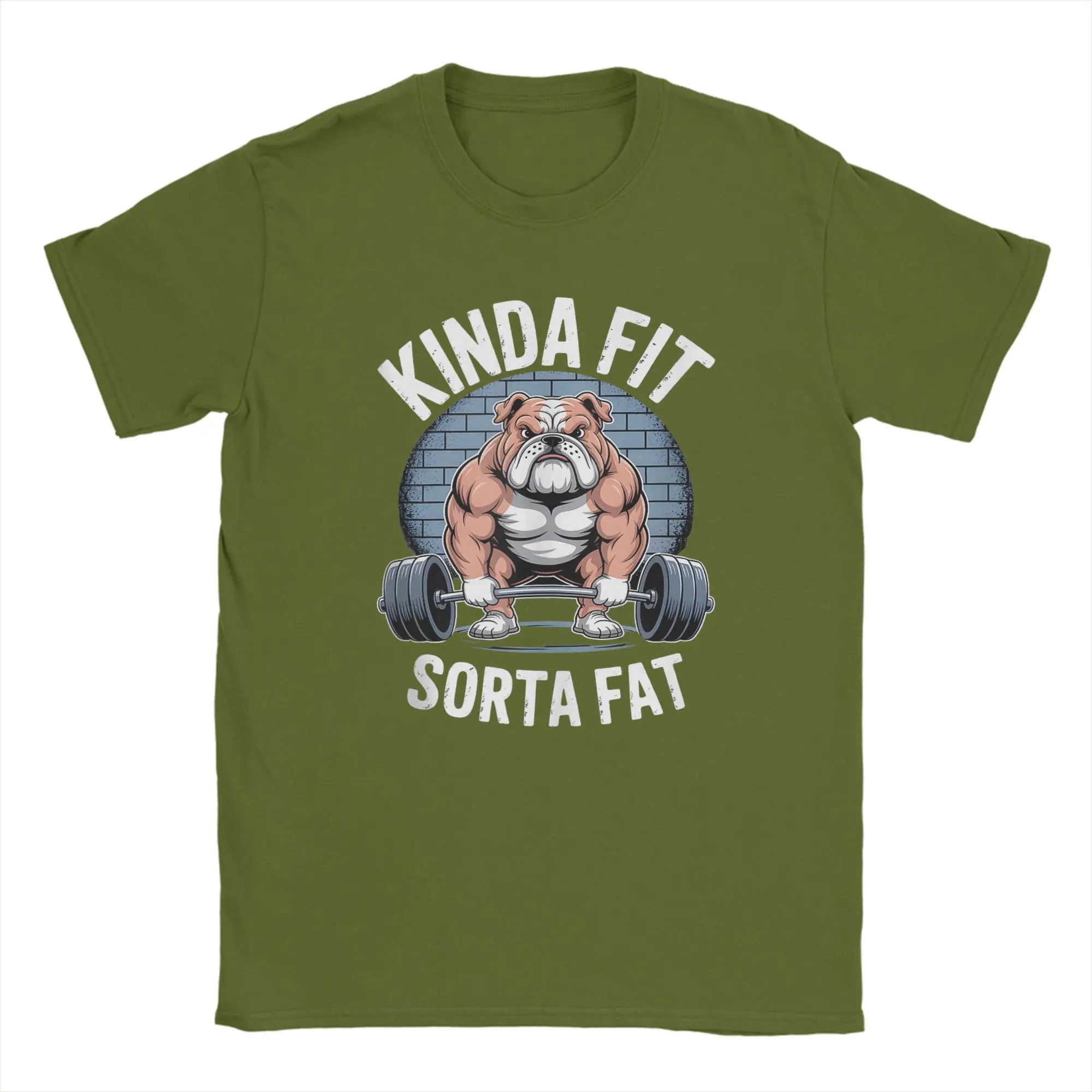 Kinda Fit Sorta Fat T-Shirt — Funny Bulldog Weightlifting Gym Tee