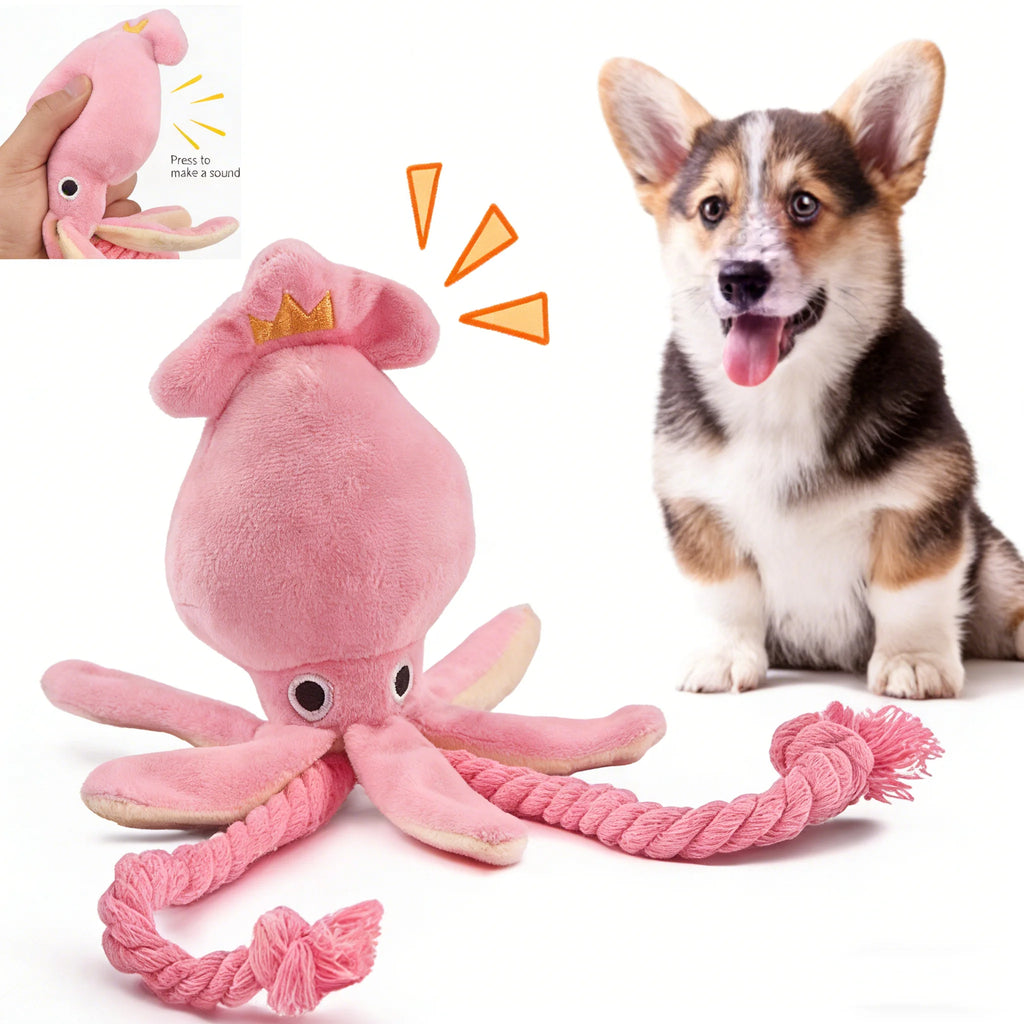 Squeaky Octopus Cotton Rope Dog Toy – Interactive Chew Toy for Teeth Cleaning