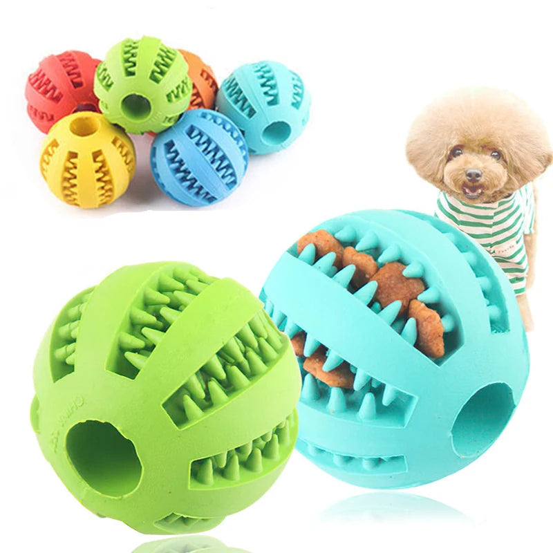 Rubber Treat Ball Dog Toy – Interactive Chew & Dental Cleaning Toy for Dogs