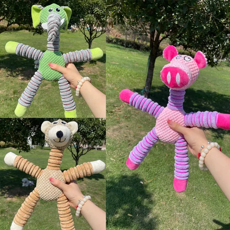 Squeaky Plush Dog Toy — Soft Animal Shape Chew & Molar Toy