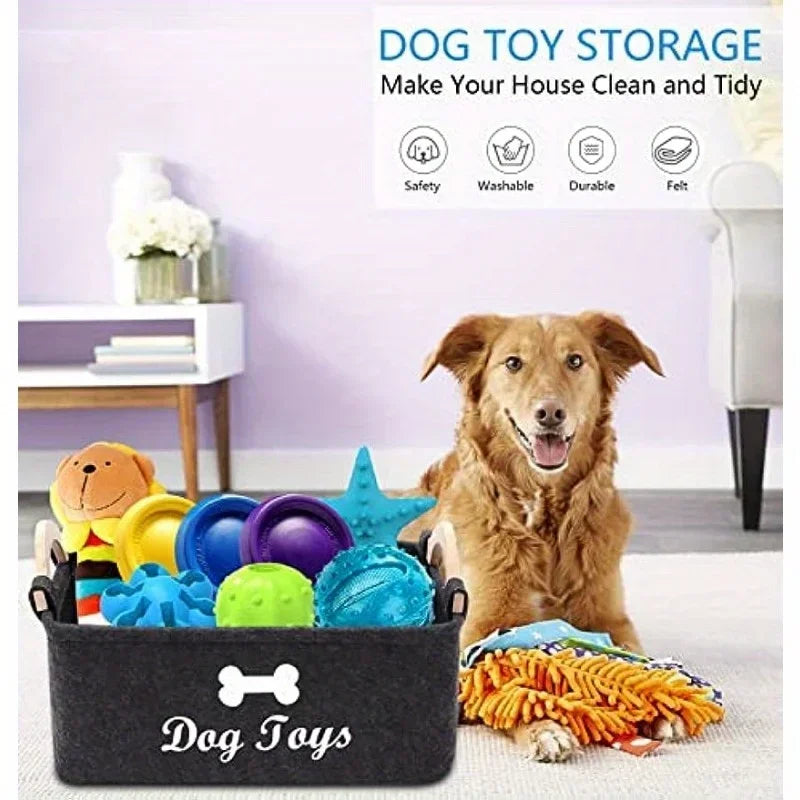 Felt Dog Toy Storage Basket – Stylish Pet Toy Box & Organiser for the Home