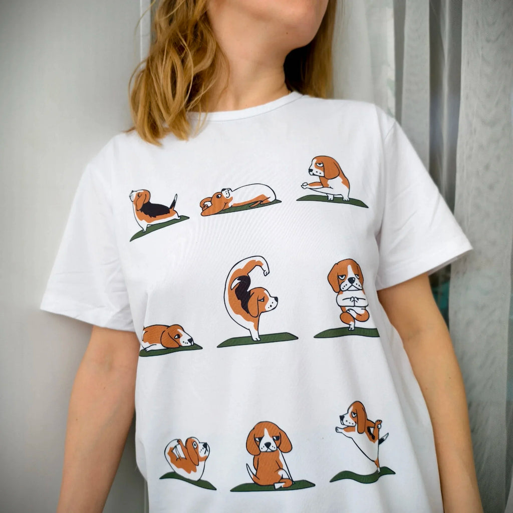 Beagle Dog Yoga T-Shirt — Funny Graphic Tee for Dog Lovers