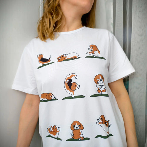 Beagle Dog Yoga T-Shirt — Funny Graphic Tee for Dog Lovers