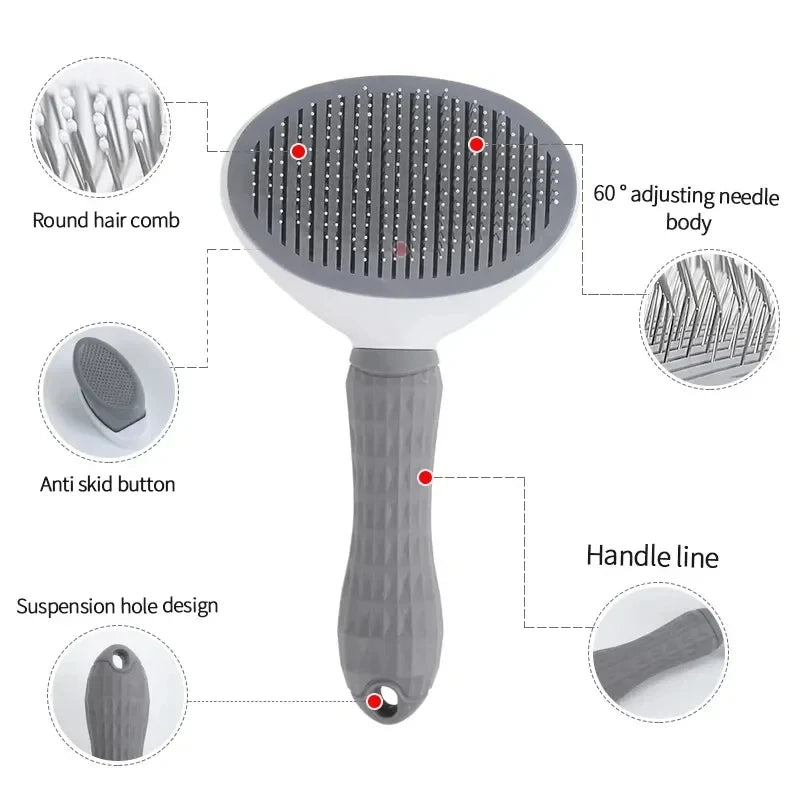 Self-Cleaning Pet Grooming Brush — Dematting Comb for Dogs & Cats