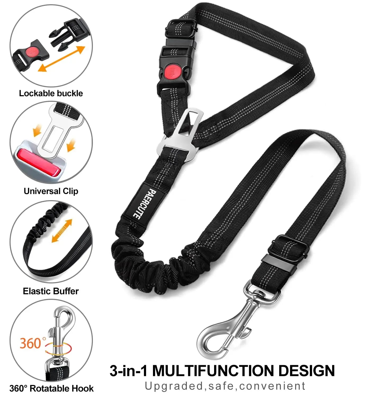 Adjustable Dog Car Seat Belt – Safety Harness Clip for Dogs & Cats