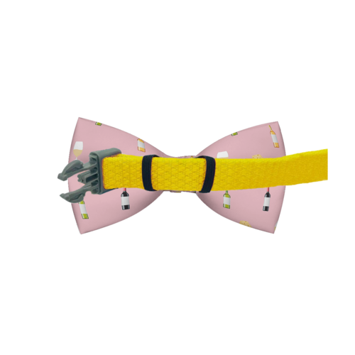 Wine & Cheese Dog Bow Tie — Chic Pink Pattern for Dogs