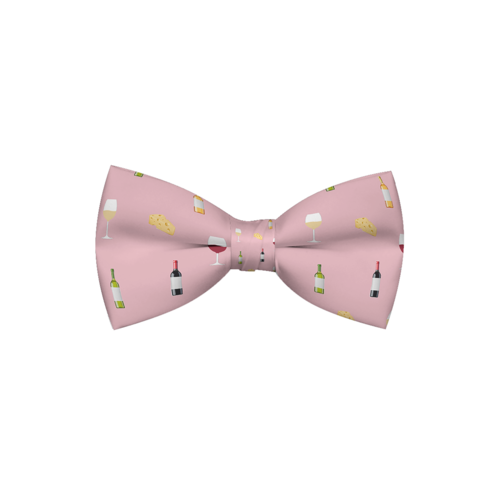 Wine & Cheese Dog Bow Tie — Chic Pink Pattern for Dogs