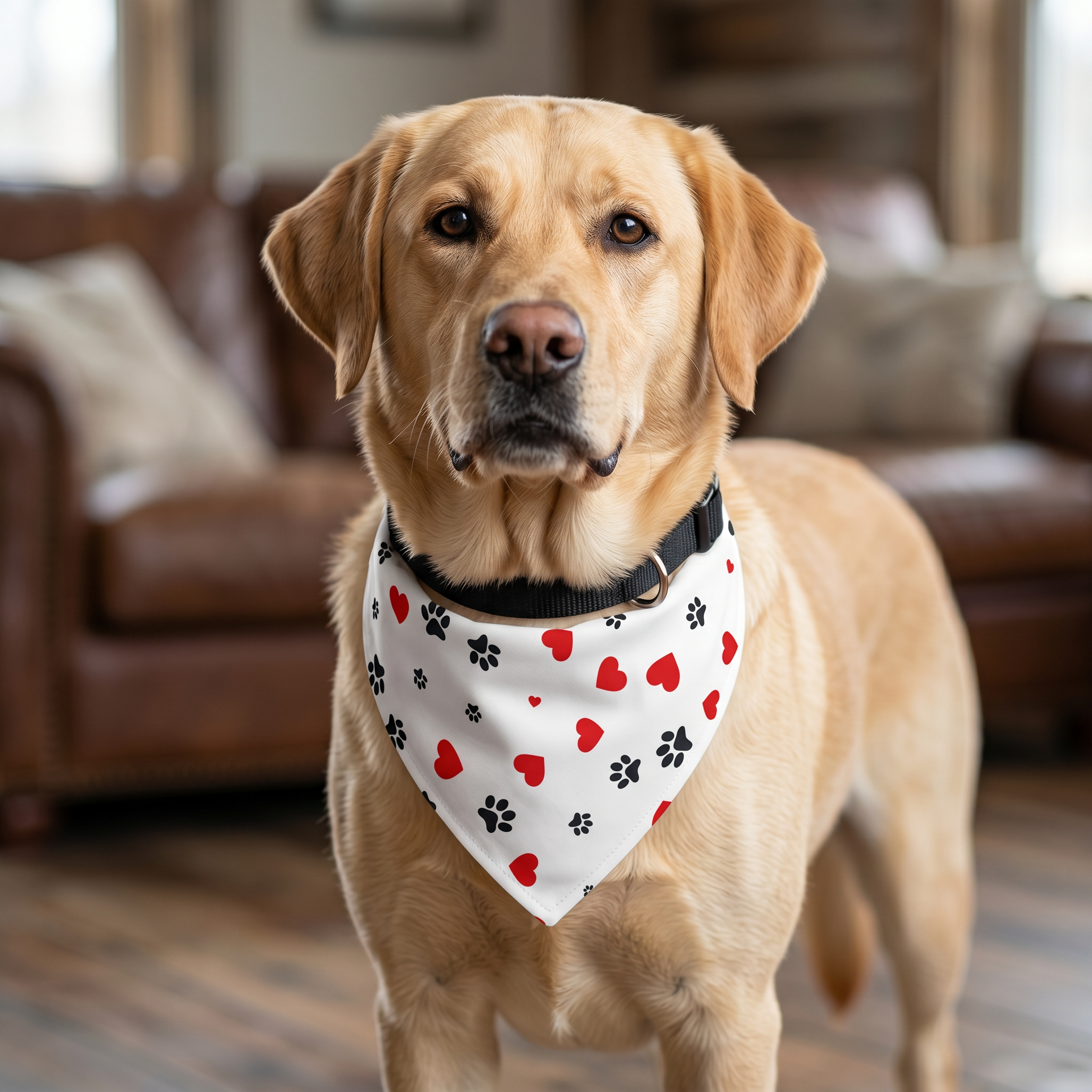 Clip-On Pet Bandana — Hearts and Paws